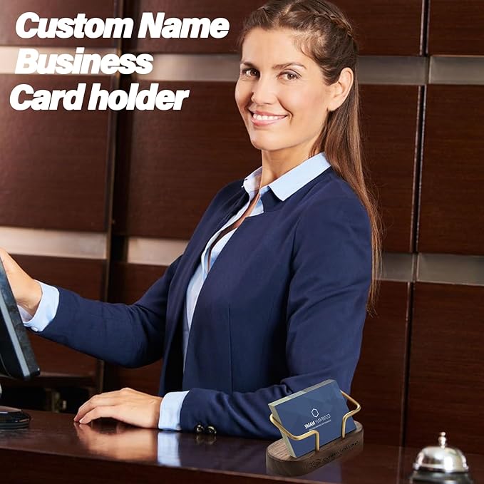 HJX Custom Business Card Holder Desk-Personalized Engraved Wooden Business Card - Image 6