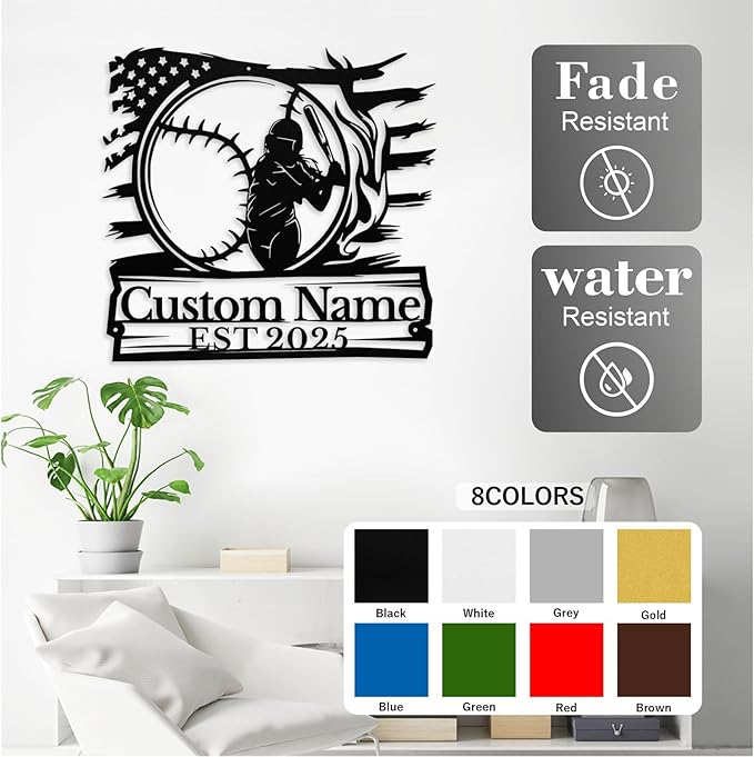 Personalized Softball Metal Sign, Custom Softball Signs Wall Art, Custom Name - Image 4