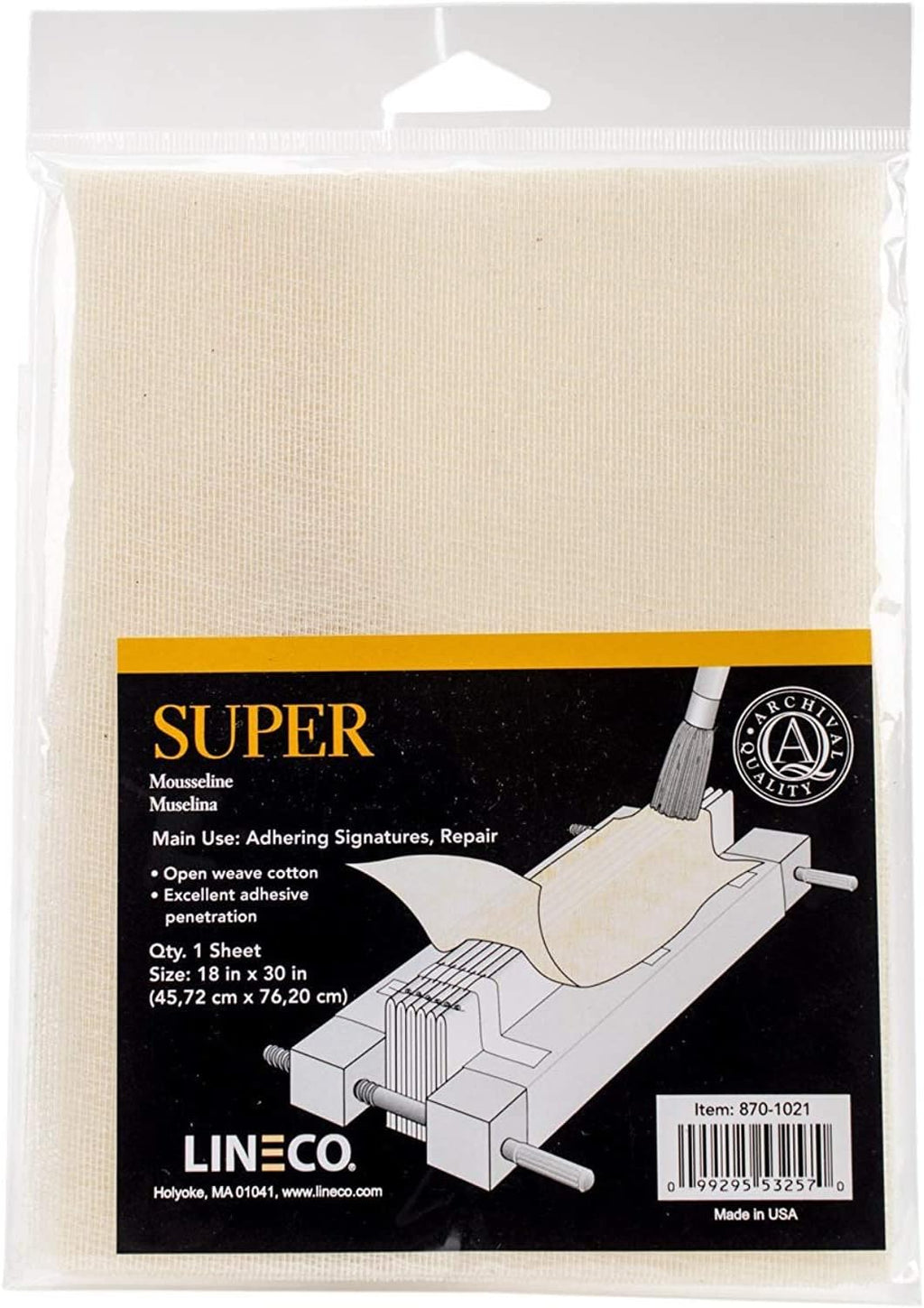 Lineco Bookbinding Super Cloth, 18x30 Inch. Neutral Color, Pack of 2