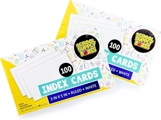 School Supply Boxes | 3x5 White Index Cards | 20 Pack | Lined in Front - Image 2