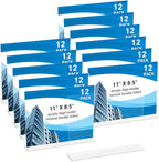 12 Pack Acrylic Sign Holder 11 x 8.5 Horizontal, Double-Sided Clear Sign Holder by DECOHOBO