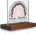 Nurse Educator Desk Sign Gift Leopard Rainbow Decor by Pariveca