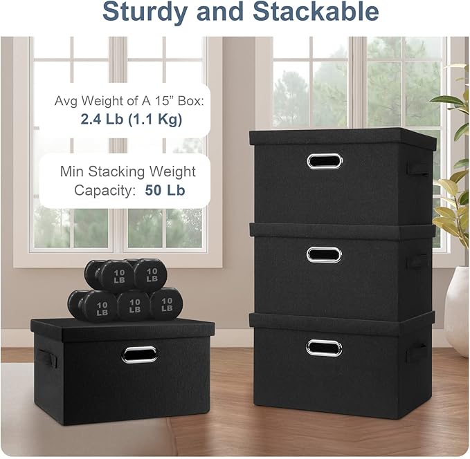 Graciadeco Medium 15" 21 Quart Collapsible Stackable Storage Bins - Image 4