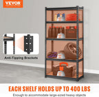 vevor storage shelves 5-tier adjustable 2000 lbs 30"x12"x60", side view