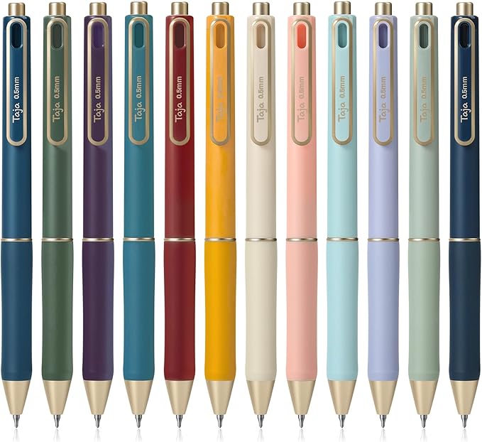 Taja Gel Pens, 0.5mm Fine Point Smooth Writing Pens by Taja