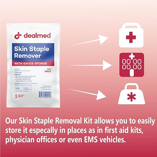 Dealmed Sterile Staple Removal Kit, Includes Staple Remover and Gauze Sponge - Image 4