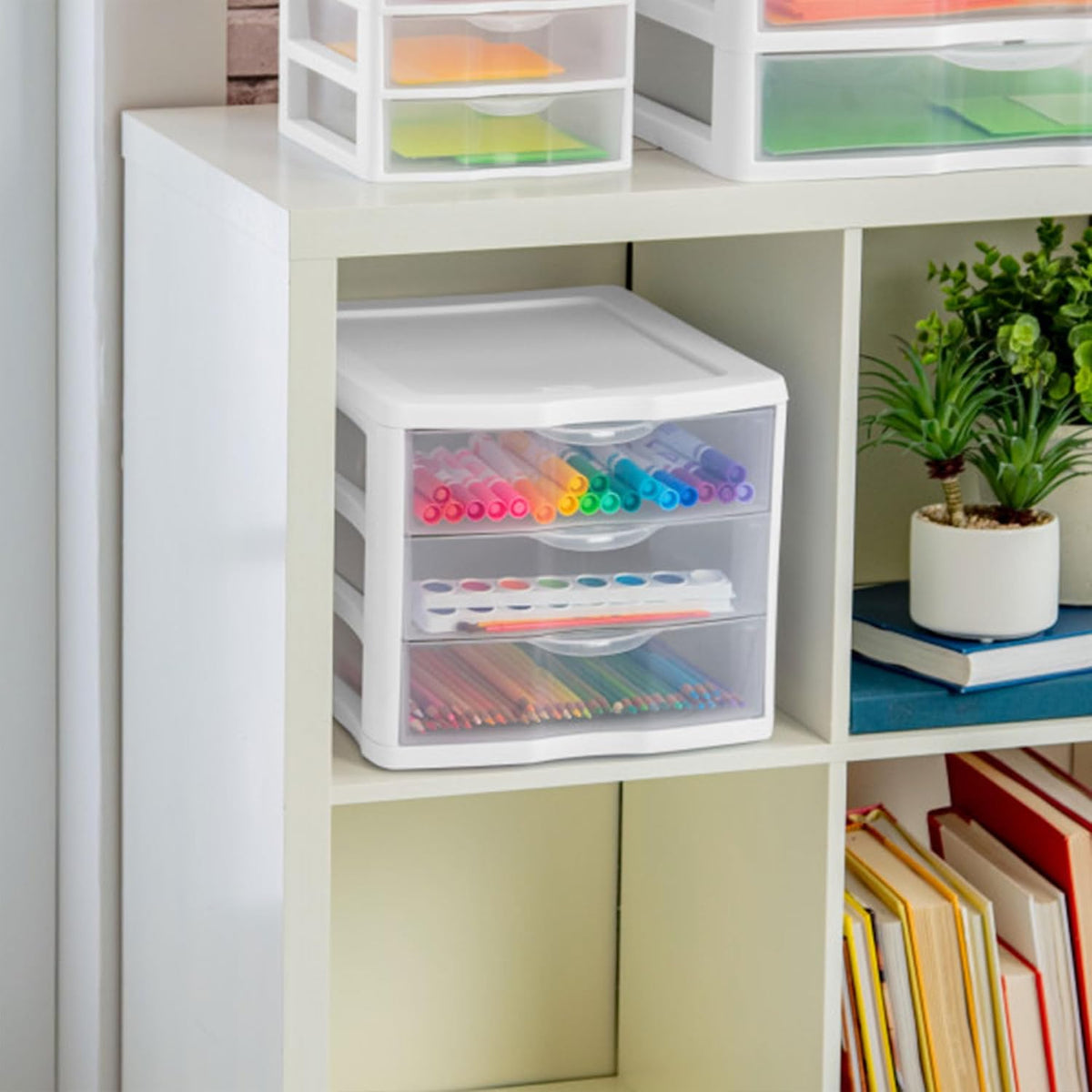 Sterilite Wide 3-Drawer Storage Unit for Bedroom and Dresser, 4-Pack