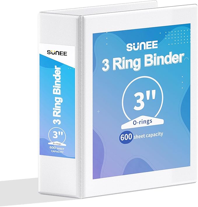 SUNEE 3 Ring Binder 3 Inch 1 Pack by SUNEE