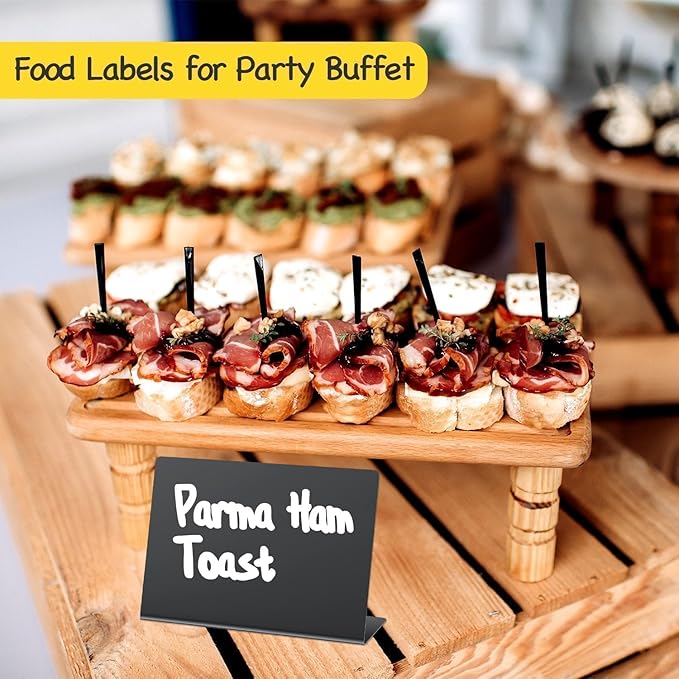 PigPotParty 12 Pcs Food Labels for Party Buffet w/Cleaning Spray, Table Place - Image 5