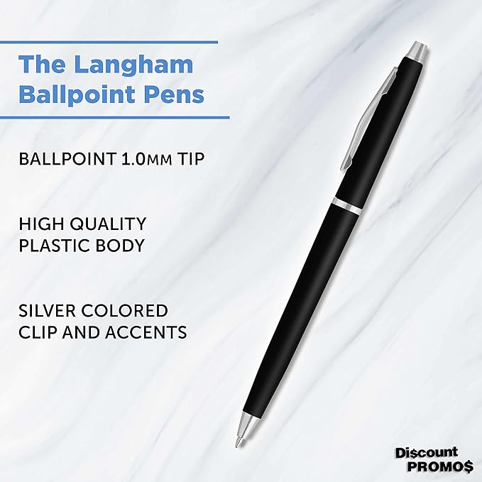 DISCOUNT PROMOS Langham Ballpoint Pens Set of 10, Bulk Pack - Image 3