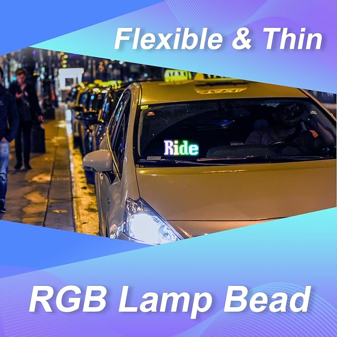 XIAOOHO LED Light Signs for Car, Programmable Bluetooth APP Control, DIY Editor - Image 2