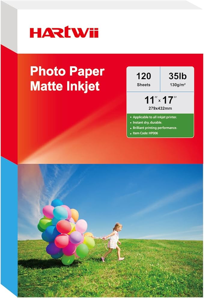 HARTWII 120 Sheets Thin Matte Presentation Photo Paper tabloid paper 11x17 by HARTWII
