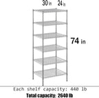 Regal Altair 24" Deep x 30" Wide x 74" Height Wire Shelving Kit | 6-Tier | NSF - Image 3