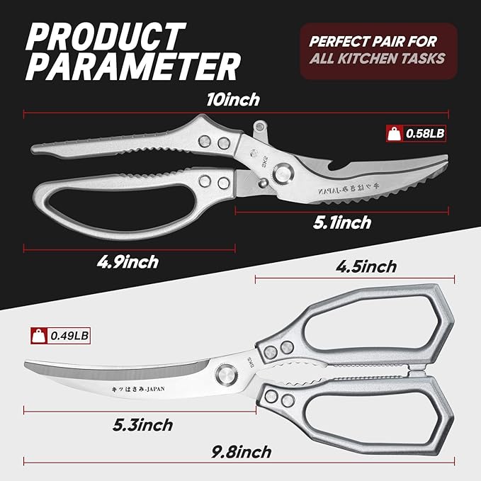 TIVOLI Kitchen Scissors Set Silver, Japanese Stainless Steel Kitchen Shears - Image 5