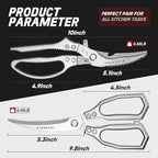 TIVOLI Kitchen Scissors Set Silver, Japanese Stainless Steel Kitchen Shears - Image 5