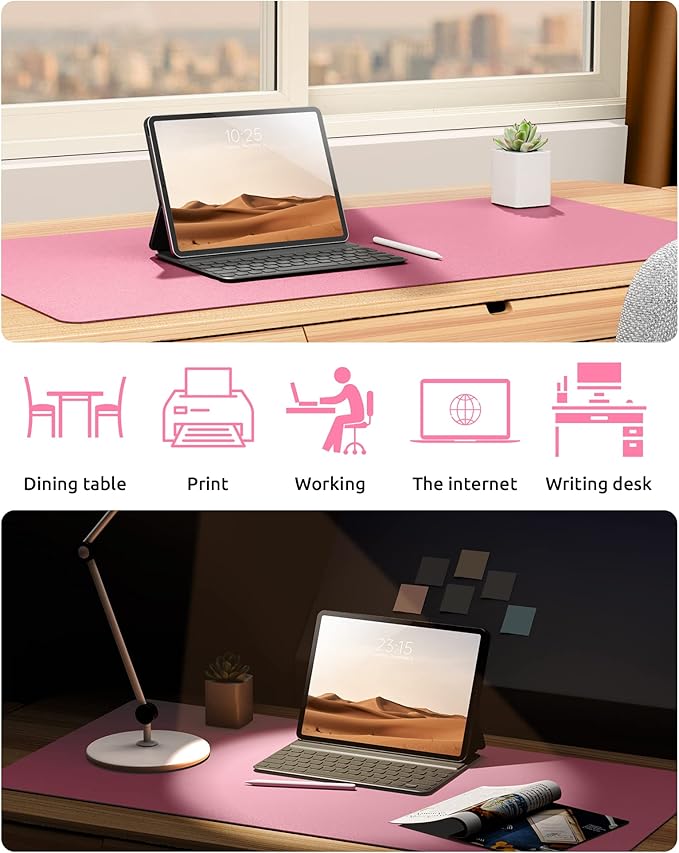 YSAGi Leather Desk Pad Protector, Large Mouse Pad, Non-Slip PU Leather Desk - Image 6