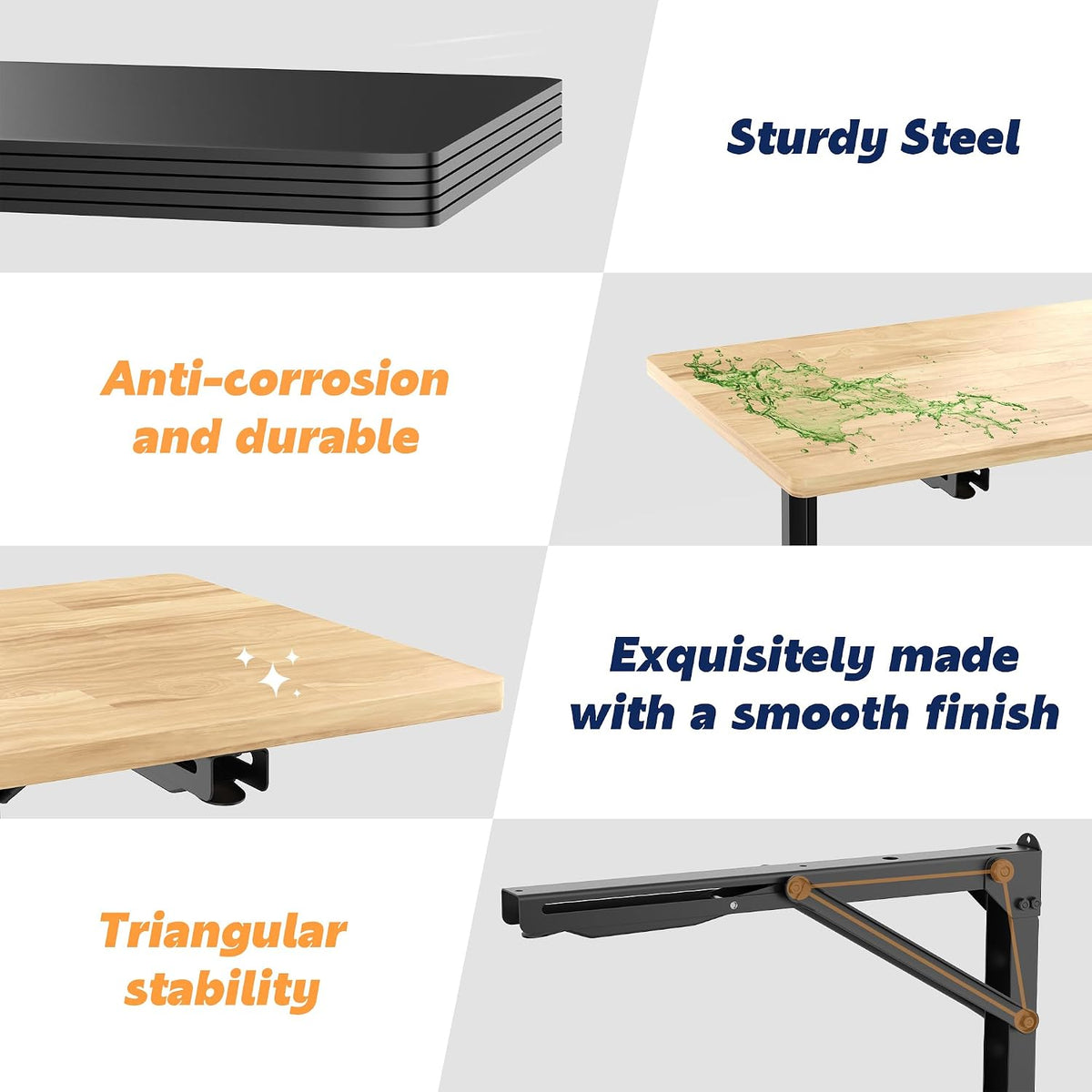 ultrawall wall mounted folding workbench, heavy duty foldable, side view