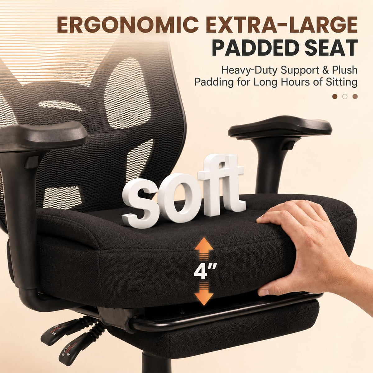 Ergonomic Office Chair with Footrest - High Mesh Back Computer Desk Chair