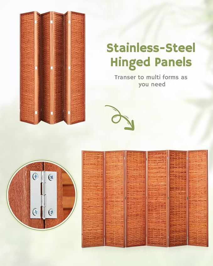 JOSTYLE 6ft Folding Privacy Screens 6-Panel Freestanding Room Dividers - Image 7