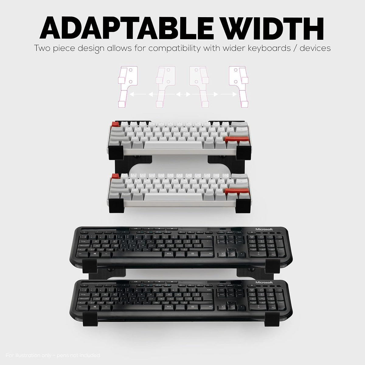 BRAINWAVZ Dual Gaming Keyboard Stand for Wall Mounting - Adhesive or Screw Mo...