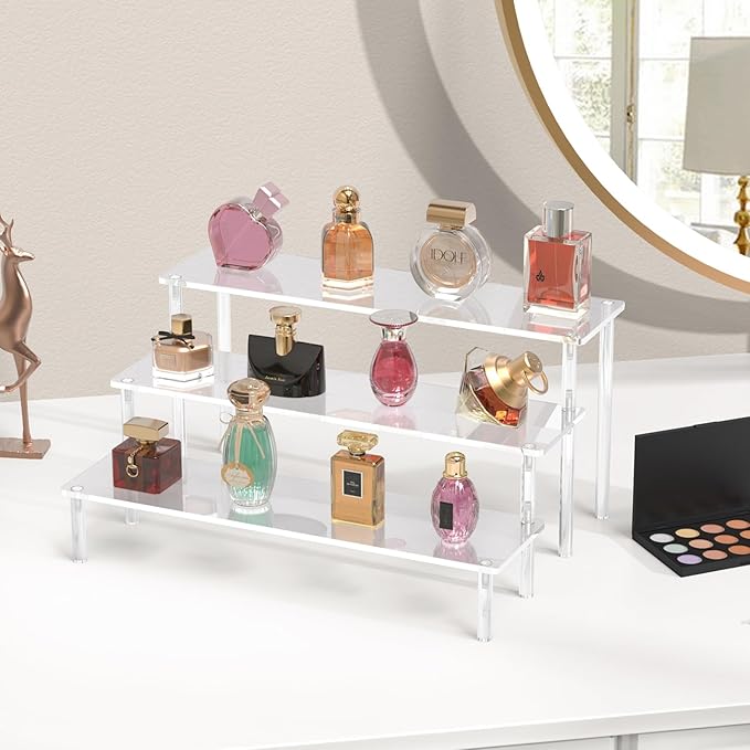 Aredpoook Acrylic Display Risers, 3 Tier Perfume Organizer Stand, Large Shelf - Image 6