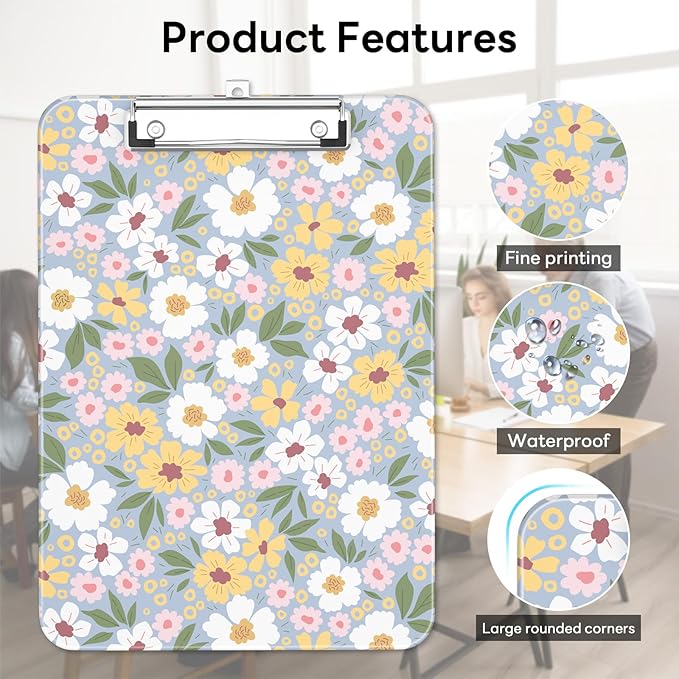 Luminzo Plastic Cute Clipboard Low-Profile Metal Clip, A4 Letter Size 9 x 12.5 - Image 6