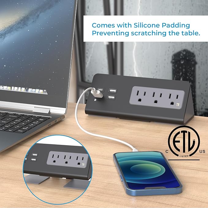 Nightstand Charging Station, Nightstand Edge Power Strip - Image 5