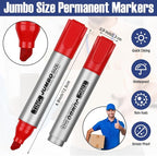 Fuutreo 16 Pcs Jumbo Size Permanent Markers Bulk Large Chisel Tip Permanent - Image 2