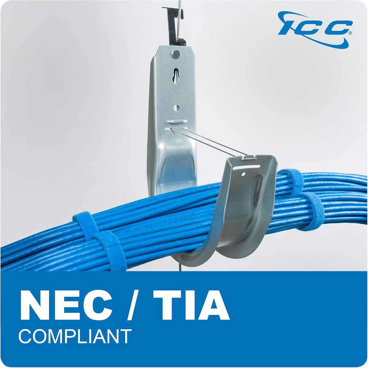 ICC 2-Inch Batwing J Hook Cable Management, Retainer Clip, 25-Pack