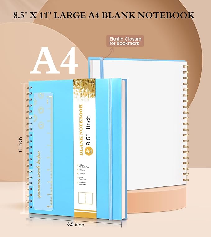 Blank Spiral Notebook Journal 8.5” x 11”, A4 Large Sketch Book - Image 2