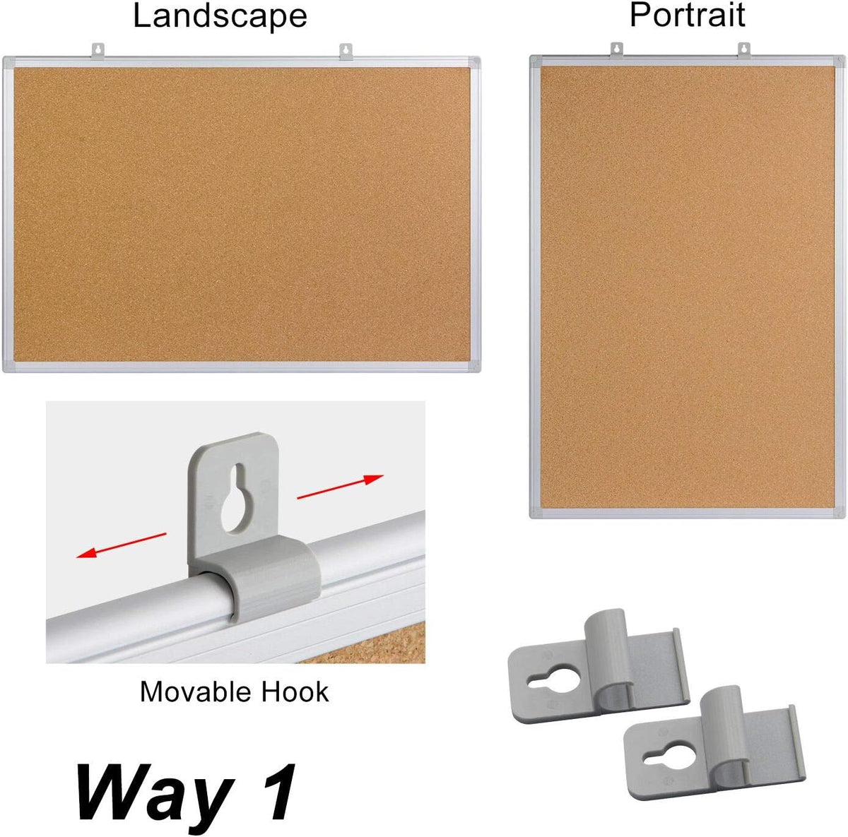 Cork Board Bulletin Board 24 x 36, Silver Aluminium Framed 2x3 Corkboard, Off...