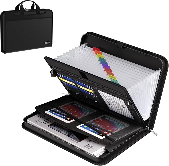 Fireproof & Waterproof Accordion File Organizer, 13-Pocket Expanding Document by Unknown