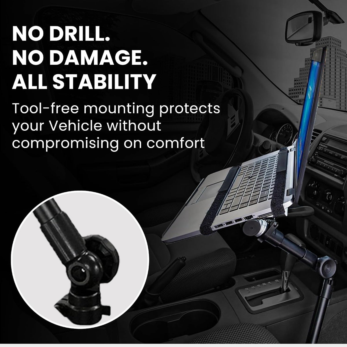 Mount-It! Car Laptop Mount, No-Drill Passenger Seat Stand, 12-15.4" Laptops
