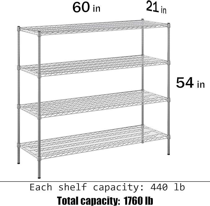 Regal Altair 21" Deep x 60" Wide x 54" Height Wire Shelving Kit | 4-Tier | NSF - Image 3