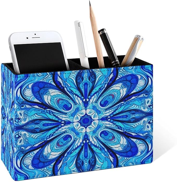 Famame Blue White Abstract Design Pencil Holder by Famame