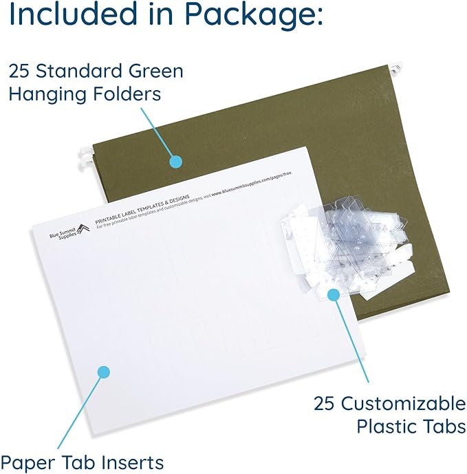 Blue Summit Supplies 25 Hanging File Folders, Reinforced Hanging Folders - Image 2