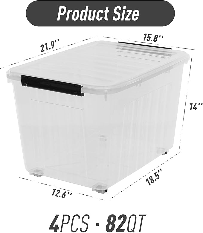 Citylife 82 QT Clear Plastic Storage Bins - Image 2