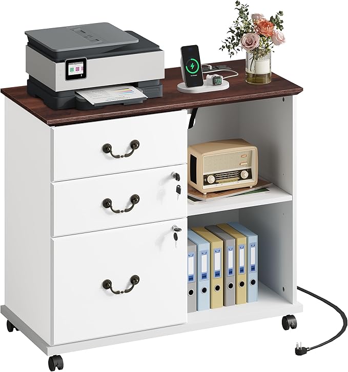 DEVAISE 3 Drawer File Cabinet, Wood Lateral Filing Cabinet by DEVAISE