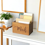LBEMEY Mail Holder Storage Organizer Box, Acacia Wood Mail Organizer Countertop - Image 7