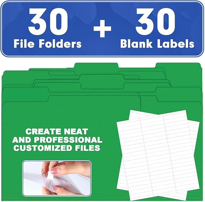File Folder, HERKKA 30 Pack 1/3 Cut Tab File Folders, File Folders Great - Image 5