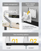 monTEK Single Monitor Arm with USB A/C, Ultrawide Monitor Stand - Image 8