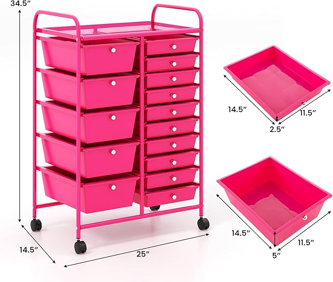 GLACER 15 Drawers Rolling Cart, Storage Cart - Image 3