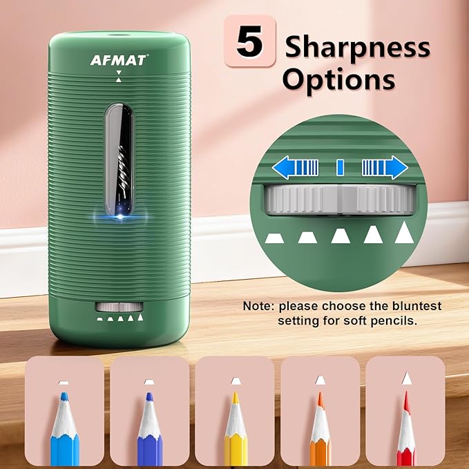 AFMAT Electric Pencil Sharpener, Fully Automatic Pencil Sharpener, Auto in & Out - Image 4