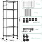 Himimi 5-Tier Wire Shelving Unit on Wheels, Adjustable Heavy Duty Metal Shelves - Image 3