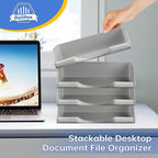 4 Pack Stackable Paper Trays for Letter Documents, Desktop File Organizers for - Image 6