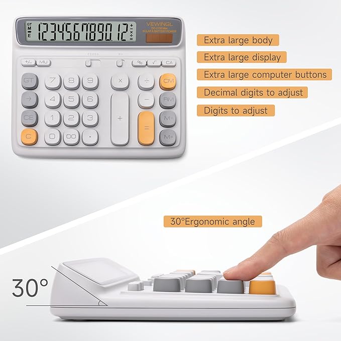 VEWINGL Desktop Calculator, 12-Digit Large LCD Display, Big Computer-Style Keys - Image 4