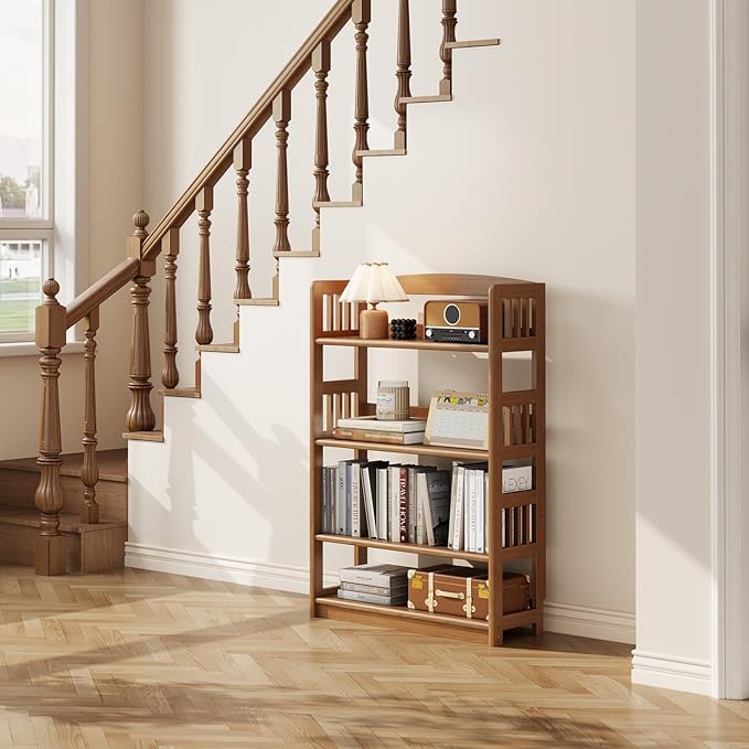 AnywaysWood 4 Tier Solid Wood Open Shelf Bookcase, Modern Wooden Display - Image 9