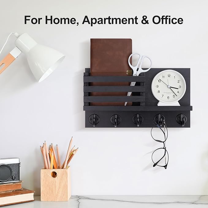 Lwenki Key Holder for Wall – Decorative Wooden Mail Holder and Key Shelf - Image 5