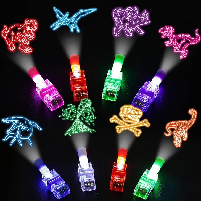 LovesTown 24PCS Dinosaur Party Favors, LED Light up Finger Lights Glow in The by Lovestown