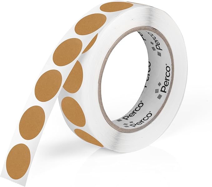 Perco Kraft Brown 1-Inch Round Circle Dot Sticker Labels by Perco